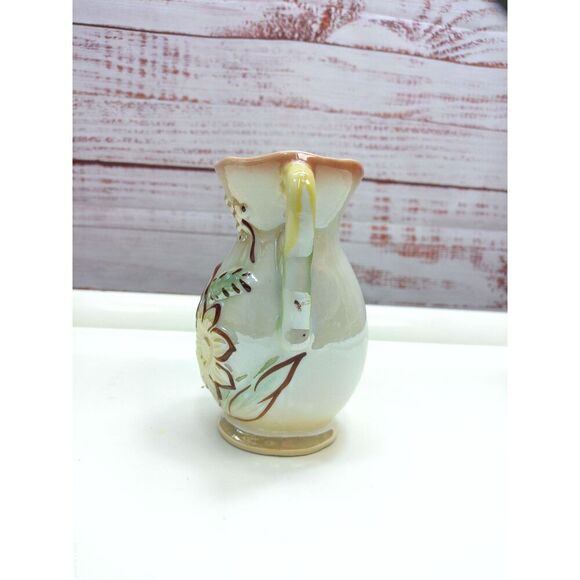 Vintage Double Loop Handled Floral Vase Lusterware Brasil - Picture 2 of 4